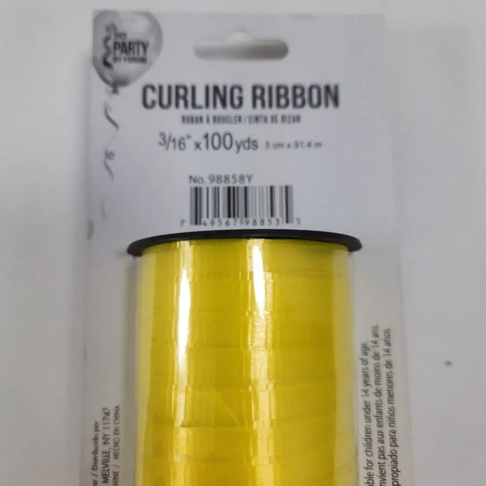 Lot of 5 Curling Ribbon Spools Rolls 3/16 in New Partial Pink Blue Yellow White